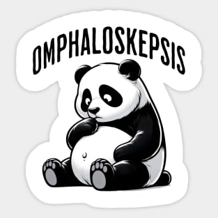 Omphaloskepsis. This adorable Panda is practicing omphaloskpsis or contemplation of its navel as part of a mystical exercise, fun words Sticker